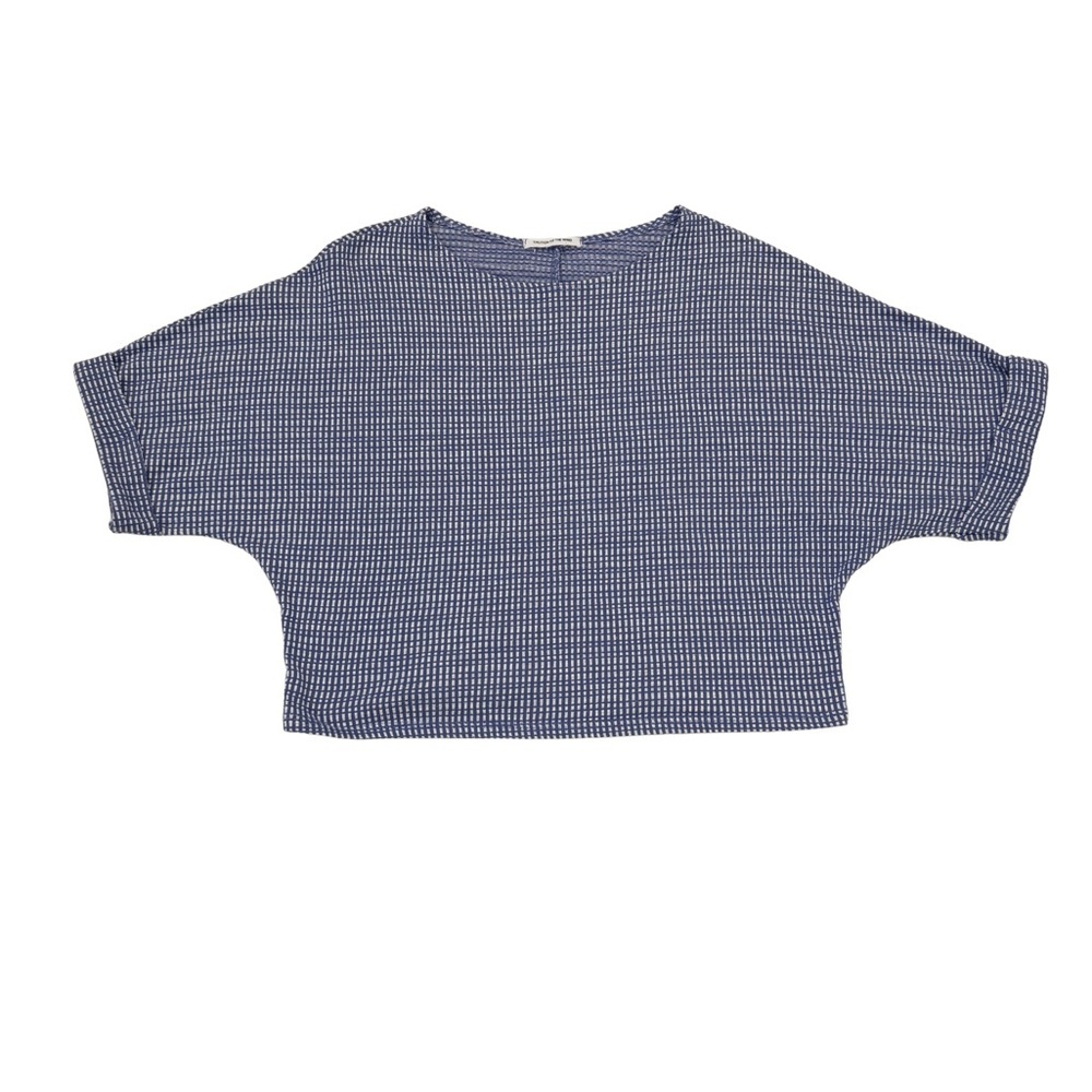 Caution To The Wind Navy Checkered Crop Tee